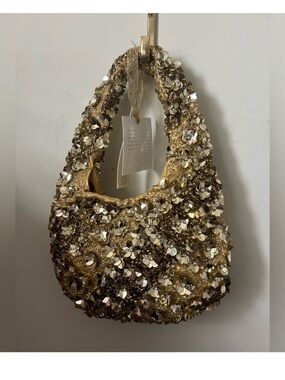 VIRAL Gold Floral Beaded Bag